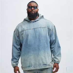 Venta al por mayor personalizado 100% algodón Denim Sudadera con capucha elegante Streetwear chaqueta con capucha envío rápido OEM/ODM proveedor bajo MOQ para invierno - Product Image 1