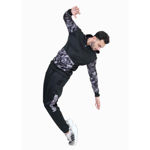 Unisex <b>Camouflage</b> Tracksuit Hooded Zipper Full Sleeve Sporty Sweatshirt With Side Pockets Black Polyester Autumn Wear - Product Image 4