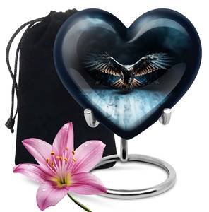 Soaring Eagle Heart Urn <b>for</b> <b>Ashes</b> Dynamic Decorative Urn Available in 3" Keepsake & 10" Large Size Burial Urn <b>for</b> Human <b>Ashes</b> - Product Image 4