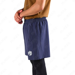 Short de sport de rue haute pour hommes pour l'entraînement de gymnastique Logo personnalisé 2-en-1 Sportswear Motif solide avec motif décoratif - Product Image 5