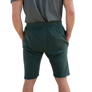 Shorts en molleton vert pour homme, 100% coton biologique de luxe, pré-rétréci, certifié GOTS, confortable, coupe classique - Product Image 6