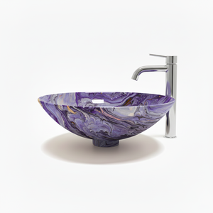 Blue Liquid Marbling Rond Métal Évier De Luxe Royal Vanity Table Top Lavage À La Main Art Bassin Salle De Bains Hôtel Fournisseur Usine - Product Image 1