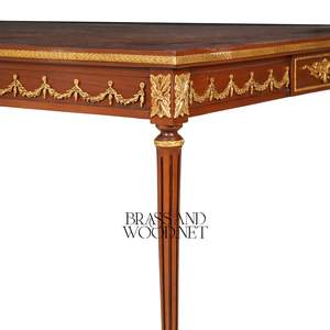 โต๊ะน้ำชาศูนย์ศิลปะการฝังไม้แบบฝรั่งเศส พร้อมงานฝังไม้ทำมือ ตกแต่งด้วยสีทองอย่างหรูหรา และดีไซน์สไตล์ยุโรปคลาสสิก - Product Image 5