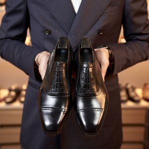 Zapatos Oxford Clásicos de Negocios de Cuero, Zapatos Formales de Vestir con Cordones de Cuero Genuino para Hombre - Product Image 3