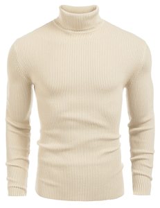 Men Solid Color Turtleneck <b>Sweater</b> Everyday Winter Knit Top - Product Image 4