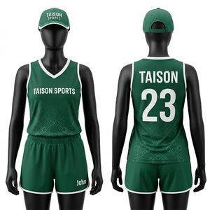 Uniforme de Hockey sobre Césped para Mujer, Premium, 180 GSM, Malla de Poliéster, Transpirable, Verde y Blanco, Diseño de Logotipo Personalizado con Transferencia Térmica - Product Image 1