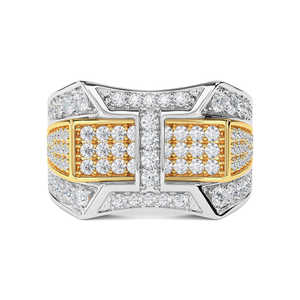 Luxuey 2023 caliente Popular 18K chapado en oro corazón 925 anillo de plata esterlina Moissanite nuevo diseño moda boda compromiso diamante - Product Image 1