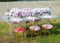 Chaise pour enfant en velours rose clair avec nœud, chaise de fête pour enfants, siège pour événement de baby shower