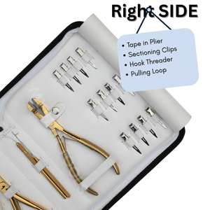 Kit de Herramientas para Extensiones de Cabello, Alicates para Crimpar y Remover Cuentas Planas, Herramienta para Presionar Cinta, Gancho Antideslizante y Pinzas para Cabello - Product Image 4