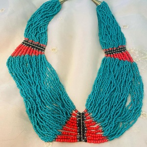 Custom Made <b>Glass</b> Beaded Layered Necklaces Made with <b>Glass</b>, Bone and Metal Beads Ideal for Fashion Jewelry Stores in Blue Beads - Product Image 4