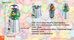 Distributeur de bonbons classique Kwang Hsieh (9 pouces) en alliage d'aluminium et globe de verre, capacité de 13 oz, vente en gros OEM - Product Image 6