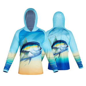 เสื้อฮู้ดกันแดด UPF50 แขนยาว กันน้ำ สำหรับตกปลา แบบยูนิเซ็กซ์ ปรับแต่งได้ เสื้อแรชการ์ดแห้งเร็ว พร้อมปกคอ - Product Image 2