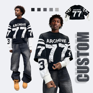 Sweat-shirt 100% coton personnalisé pour hommes Design à double manches Confortable et lavé pour les saisons printemps automne hiver Compatibilité - Product Image 1