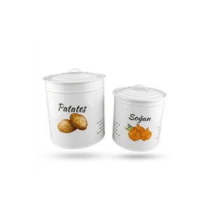 Cesta de Metal de 2 Niveles para Patatas y Cebollas con Tapa Metálica - Cesta para Verduras - Cesta de Almacenamiento para Patatas y Cebollas Blanca/Blanca - Product Image 5