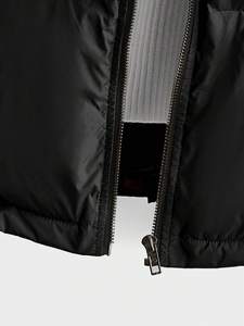 Chaqueta Acolchada Negra para Hombre, Cuello Alto, Cierre de Cremallera, Cortavientos, Abrigo Casual de Invierno, Corte Holgado, Relleno de Poliéster, Largo Regular - Product Image 5