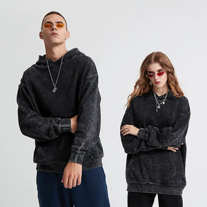 Algodón desgastado vintage heavyweight llano ácido lavado Sudadera con capucha - Product Image 4