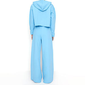 Ropa de mujer de alta calidad, chándal con estampado de sublimación, Conjunto de sudadera con capucha, pantalones de chándal Acampanados para mujer de algodón 100% - Product Image 4