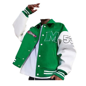 Chaqueta de béisbol con grafiti de cuero genuino de invierno para hombre con estilo, chaqueta de estilo universitario de chenilla bordada personalizada para hombre - Product Image 3