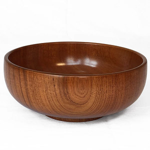 Handmade Acacia Wood Serving Bowl - Eco-Friendly <b>Round</b> Salad & Fruit <b>Basin</b> - Product Image 1