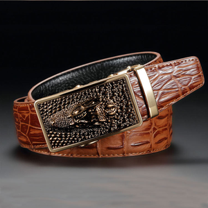 Ceinture authentique en cuir de crocodile neuf pour jeunes, boucle en alliage, sangles réglables à pression arrière - Product Image 5