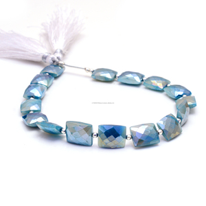 Premium 8 pulgadas hecho a mano facetado rectángulo forma azul piedra lunar cuentas 9X7-11X9MM para la fabricación de joyas lote a granel - Product Image 4