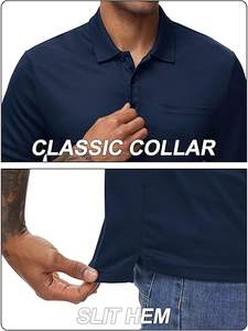 Broderie impression uni coton Polyester Spandex séchage rapide respirant Sport Golf entreprise hommes uniformes travail Polo chemise - Product Image 3