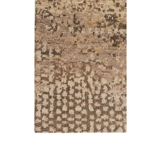 Uvenuti Abstract Pattern <b>Wool</b> Hand Knotted Rug Beige <b>Brown</b> for Home Living Hallway Entryway Puzzle Rectangle Design for Teens - Product Image 4