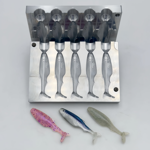 Op maat gemaakte aluminium multi-cavity mallen voor zachte en harde kunststof aas, jig en jigvormen, Japanse injectievormen voor zacht inktvis-aas, 12cm fabricagevorm - Product Image 3