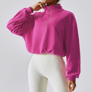Fitness sports stand-up collar pullover hoodie women's outdoor leisure running loose draw <b>rope</b> hoodie sweatshirt - Product Image 6