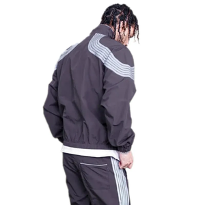 Ensemble de survêtement deux pièces vintage en polyester/coton respirant avec capuche et logo personnalisé, coupe-vent, style streetwear, fermeture éclair intégrale - Product Image 2