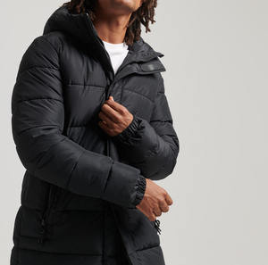 เสื้อแจ็คเก็ตพัฟเฟอร์มีฮู้ด สีพื้น ทรงหลวม สไตล์สตรีทแวร์ ผ้าแคนวาส คุณภาพสูง ปิดด้วยซิป กันลม สำหรับผู้ชาย ใส่ในฤดูหนาว - Product Image 2