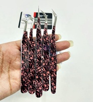 Pinzas para Extensión de Pestañas Lucky Lash, Herramientas de Precisión de Acero Inoxidable, Caja de Cartón Rosa, Logotipo Personalizado, Punta Suave de 10 mm de Longitud