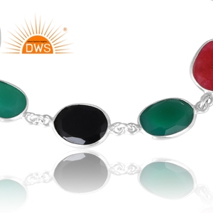 Dernière vente Bracelet en argent sterling 925 avec plusieurs pierres précieuses naturelles Fabricant de bijoux personnalisés - Product Image 2