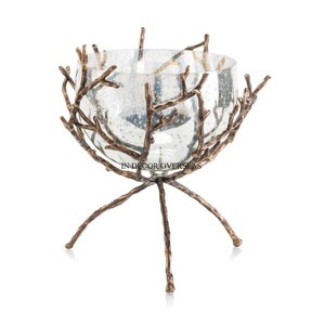 <b>Silver</b> Color Finishing Shiny Mirror Polished Round Shape Metal <b>Bowl</b> With Attractive Unique Designer Base Stand In Lowest Price - Product Image 1