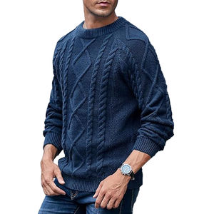 Premium personnalisé OEM ODM pour hommes 100% coton respirant Jacquard pull col rond à manches longues pull en tricot - Product Image 6