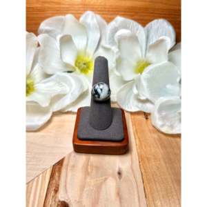 Navajo Handmade White Buffalo Sterling Silver <b>Ring</b> Vintage Hip-Hop Style <b>Adjustable</b> Size Cut Natural Stone for Everyday Wear - Product Image 1