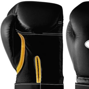 Professional Black Gold Leather Boxing Gloves <b>Velcro</b> Wrist Training Sparring Gloves for Men and Women - Product Image 4