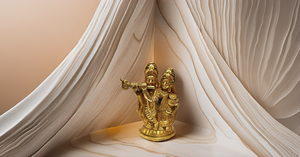 Estilo moderno latón Radha Krishna estatua amor Dios o DIOSA símbolo de pie en el trono para el hogar Oficina o templo - Product Image 5