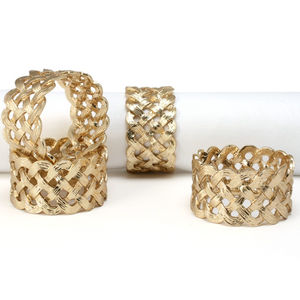 Servilletero de Metal trenzado dorado de lujo, Decoración de mesa, banquetes de boda y hogar, cocina, fiestas, servilleta decorativa, hebilla - Product Image 1