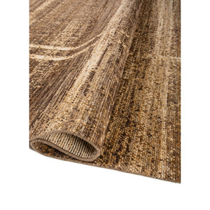 Manifest Beige <b>Brown</b> Hand Knotted <b>Wool</b> Rug Striped Pattern AKWL-2018 Viscose for Home Hallway Entryway Rectangle Boho Tabriz Rug - Product Image 2
