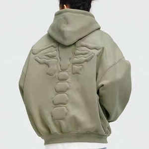 เสื้อฮู้ดผ้าฝ้ายสำหรับผู้ชายเสื้อฮู้ด100% ซักด้วยกรดเสื้อฮู้ดสำหรับผู้ชายเสื้อผ้าลำลองซักแบบบ็อกซี่แอซิด2025 - Product Image 2