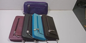 Cartera larga de cuero auténtico Vintage marrón personalizada de promoción para hombres y mujeres multiusos con cierre abierto estilo de moda - Product Image 6