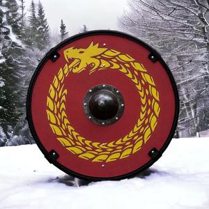 Escudo Vikingo JEXMOO Hecho a Mano de 24 Pulgadas, de Madera y Acero con Alto Contenido de Carbono, Diseño de Copa Central, con Soporte Compatible y Personalizable - Product Image 6