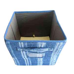 2025 High Quality Block Printed Cotton Fabric Stylish Folding Green Canvas Shopping Bags for Offices Homes Nice <b>Dustbin</b> for - Product Image 1