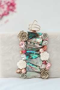 Elegante bolso de mano de alta calidad para mujer con cadenas de perlas bordadas borlas con cuentas decoración de flores de diamantes para fiestas de bodas - Product Image 3