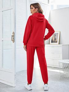 Conjunto Deportivo Personalizado para Mujer con Logotipo, Sudadera con Capucha y Pantalones Deportivos de Felpa de Algodón - Product Image 3