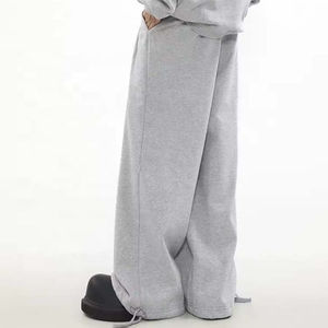 2025 nouveauté personnalisé hommes ample jambe large coton jambe droite pantalon de survêtement longue évasée hommes pantalons lavés - Product Image 1