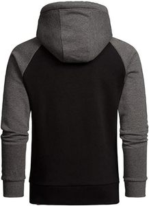 Men's 100% Cotton Casual Sports Pullover <b>Fleece</b> Hoodie Solid Pattern <b>Black</b> Long Sleeve Sweatshirt Pockets Winter Season Style - Product Image 6