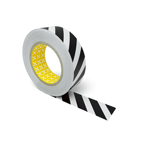 LongLife - Nastro adesivo per marcatura del pavimento, 75mm (L), Nero Bianco (rigato) - LG75-SW - Product Image 1