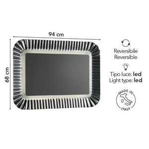 Reversible 94x68 <b>LED</b> <b>Light</b> <b>Mirror</b> with Silver Fused Glass Frame - Product Image 2